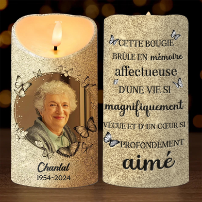 Bougie LED personnalisée avec papillons – Bougie du souvenir