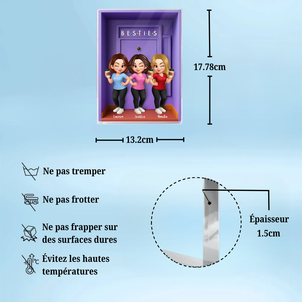 Bloc en acrylique personnalisé avec 2 à 6 femmes – Cadeau pour meilleures amies et sœurs
