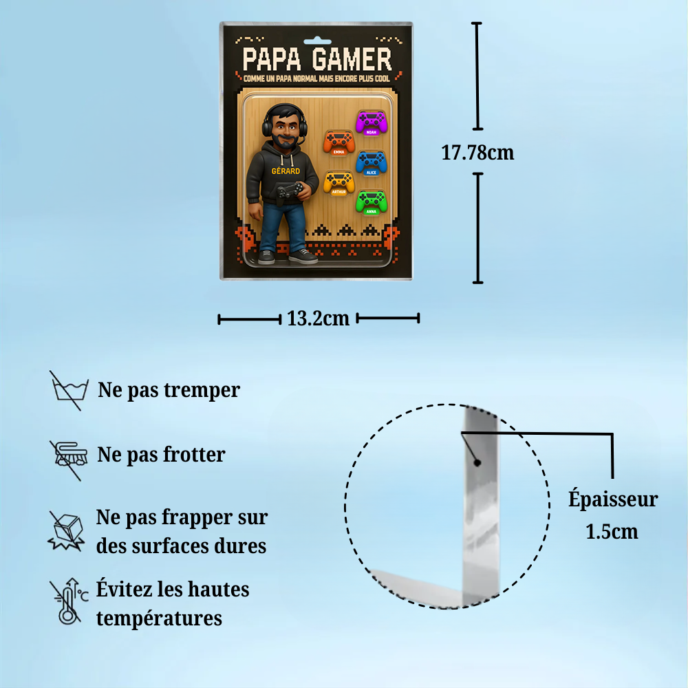 Bloc acrylique personnalisé Gamer Papa