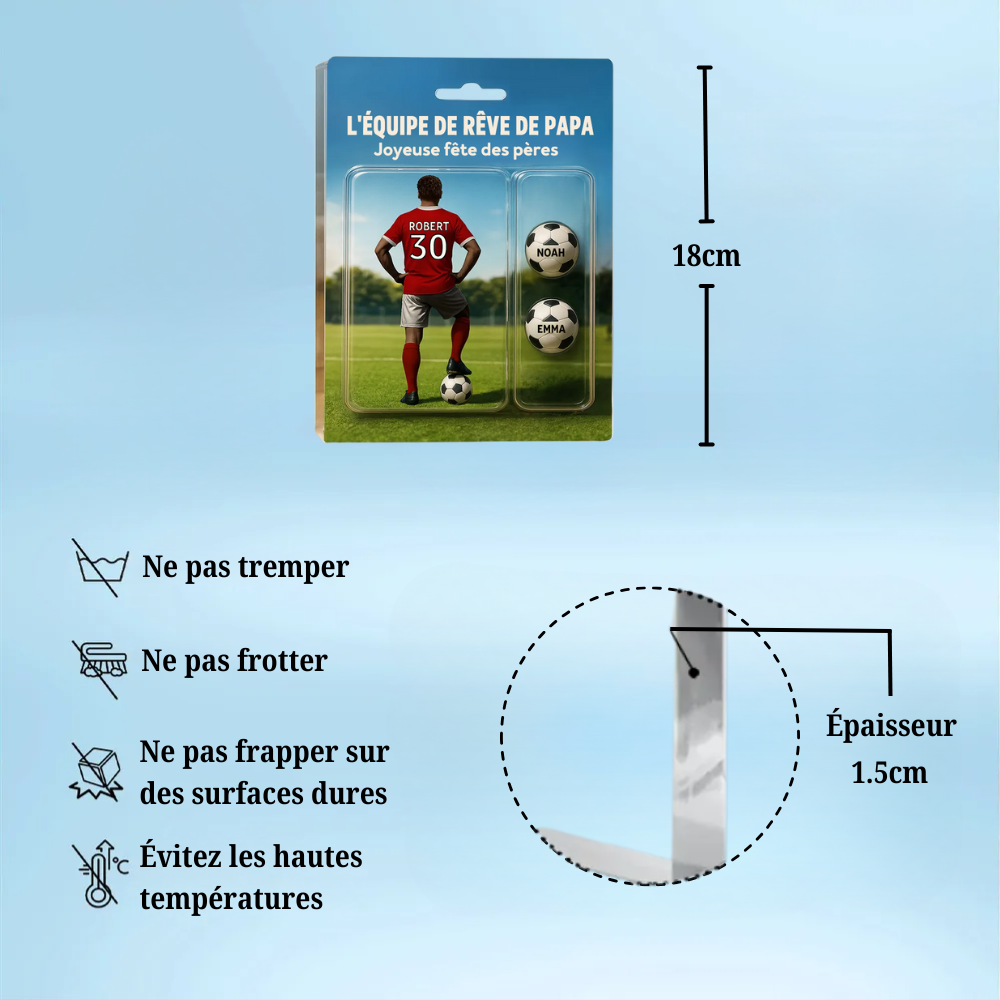 « L'équipe de rêve de papa ! » – Plaque acrylique personnalisée pour papa