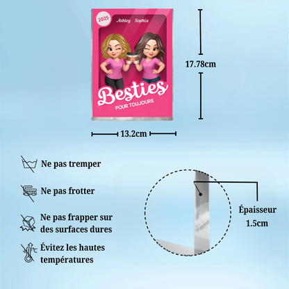 Bloc (plat)  acrylique personnalisé avec 2 à 6 femmes – Cadeau pour meilleure amie et sœur