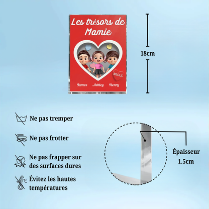 Décoration en bois personnalisé « Les trésors de mamie » avec cœurs – Cadeau pour maman et mamie