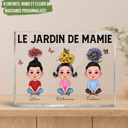 Plaque d'acyle avec 1-8 enfants et fleurs de naissance