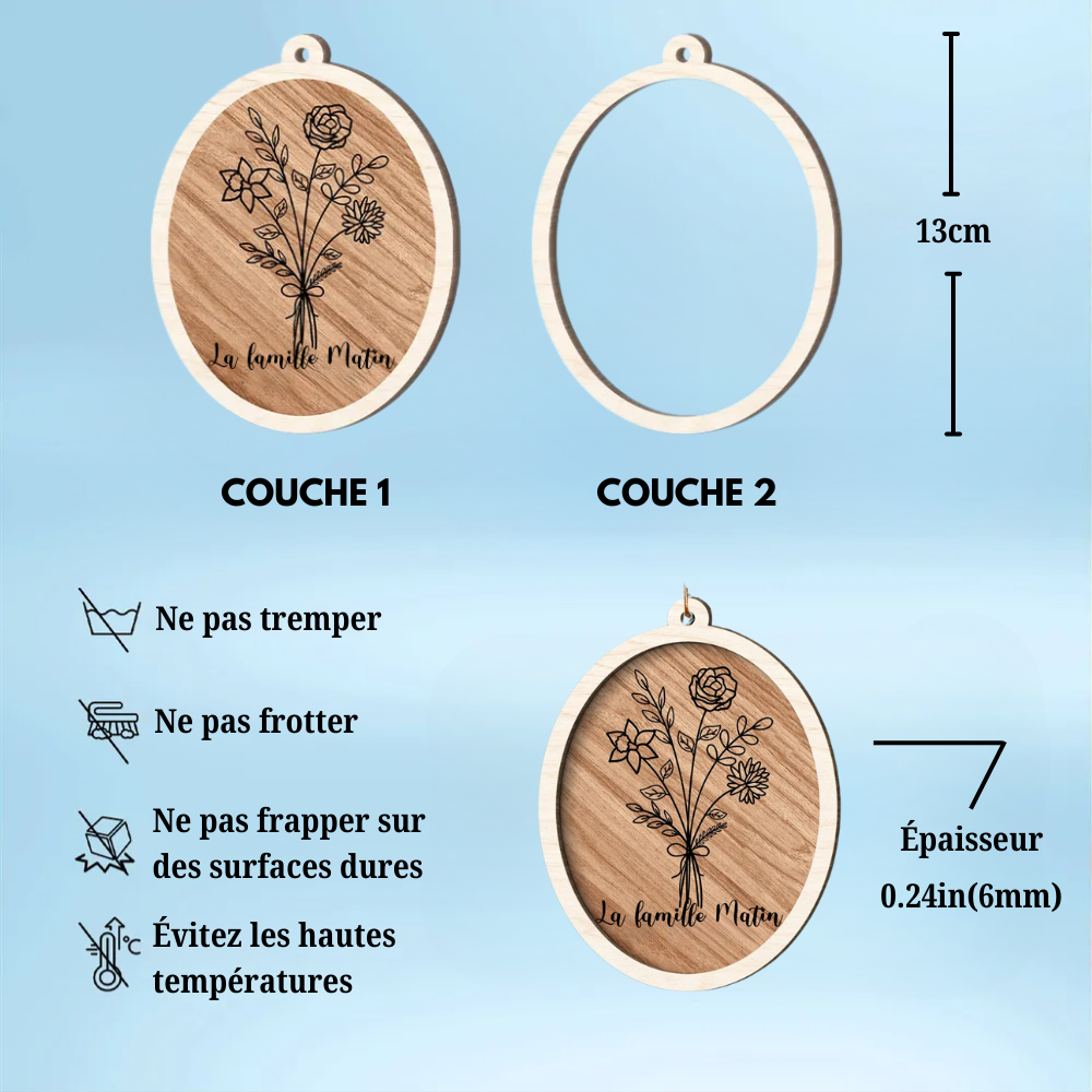 Bouquet de fleurs - Ornement de Noël personnalisé avec fleurs de naissance