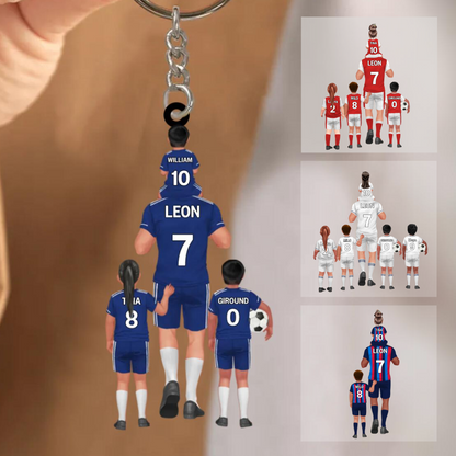 Équipe de football de papa Porte-clés père et enfants