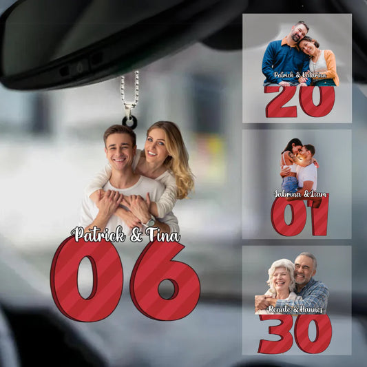 Pendentif acrylique avec photo, gravure du nom et du numéro Cadeaux d'anniversaire