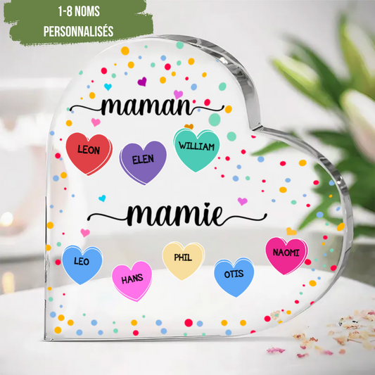 Standcoeur avec des cœurs pour maman et mamie