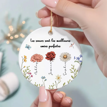 Ornement en céramique personnalisé – cadeau pour sœurs et meilleures amies