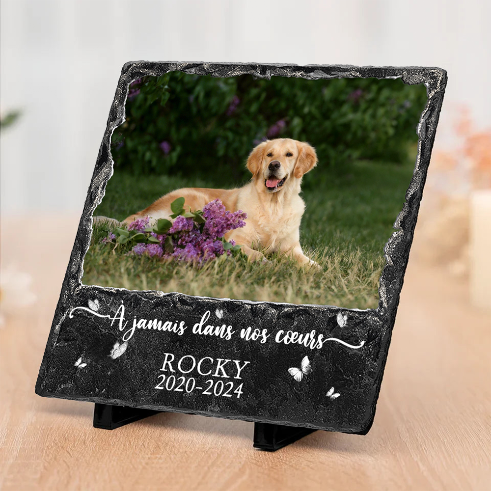 Plaque en ardoise personnalisée avec photo et message – Cadeau commémoratif