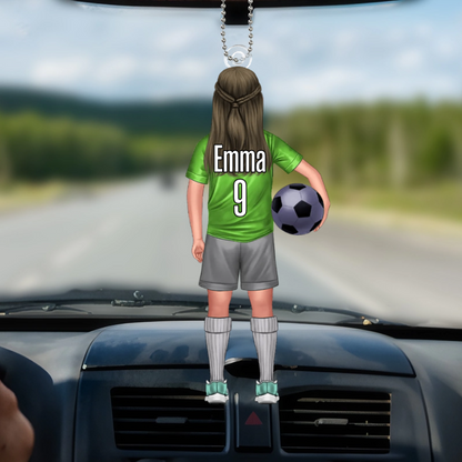 Enfant footballeur – Pendentif de voiture personnalisé pour fils et fille