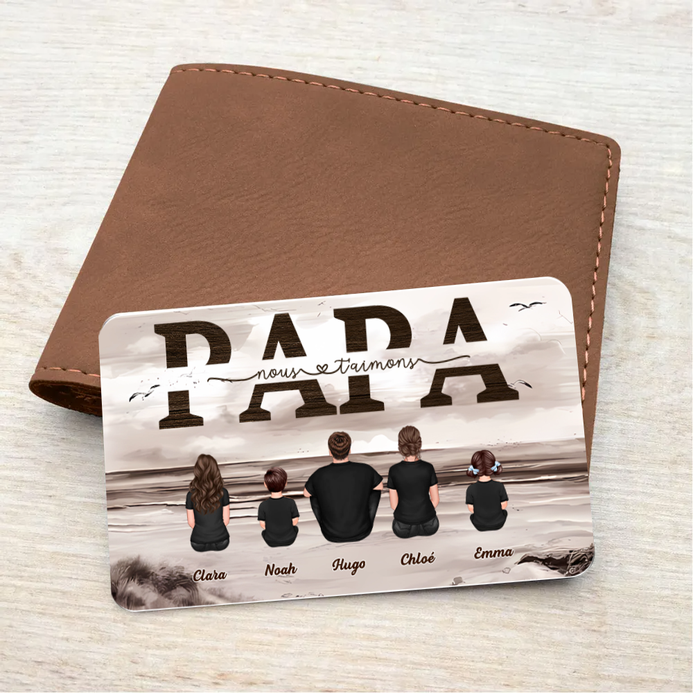 PAPA Carte portefeuille avec famille Carte portefeuille pour papa et papi