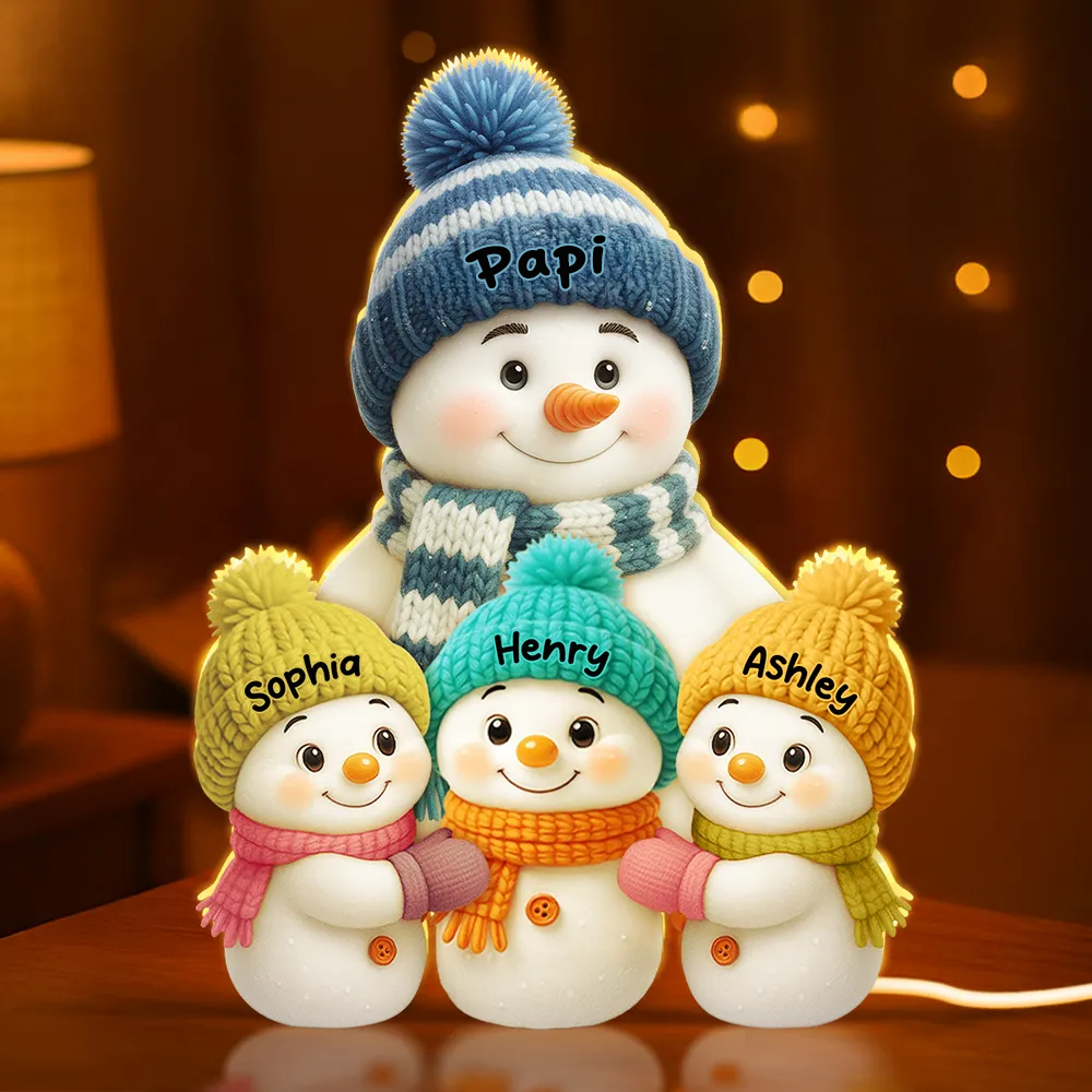 Boîte lumineuse personnalisée Bonhomme de Neige – Grands-parents & Petits-enfants