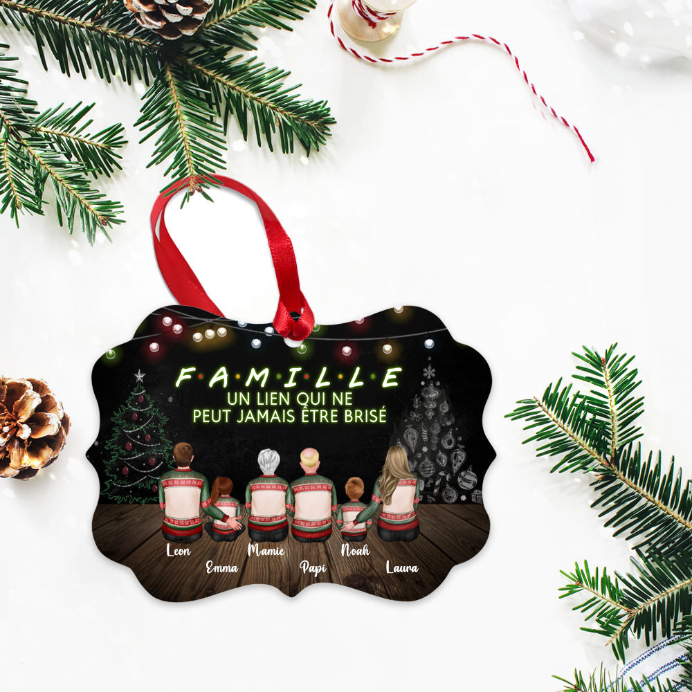 Orement en acrylique personnalisé avec famille Décoration de Noël pour sapin avec 2 à 9 personnes
