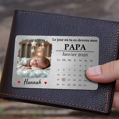 Carte portefeuille avec photo et calendrier – Wallet Card pour papa, maman, papi et mamie