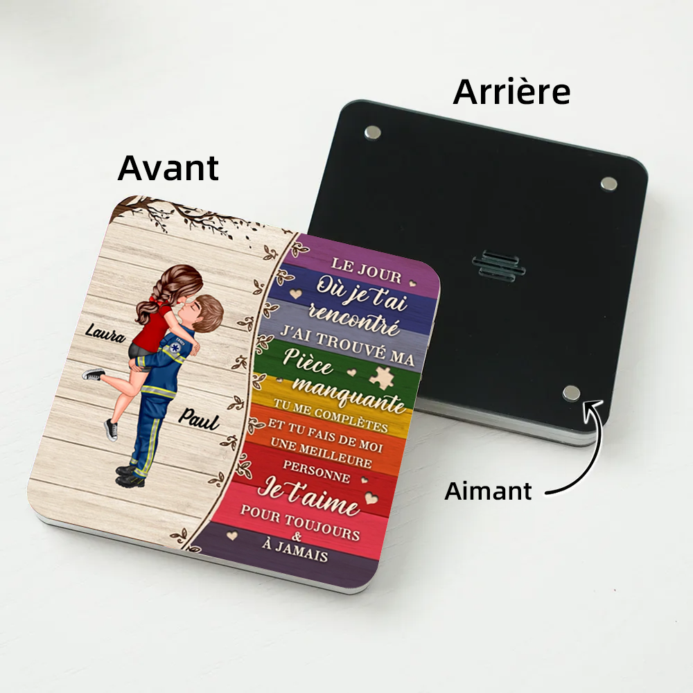 Aimants en acrylique personnalisés « Arc-en-ciel » pour couples