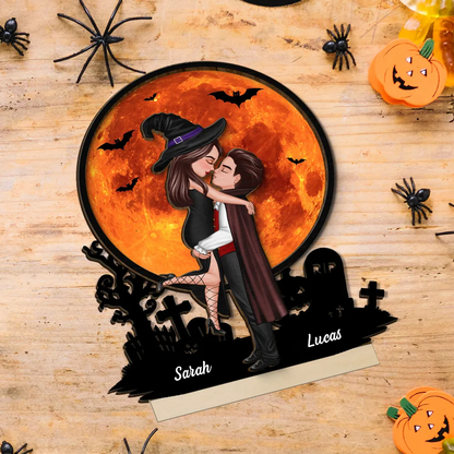 Couple d’Halloween – Plaque en bois personnalisée avec noms