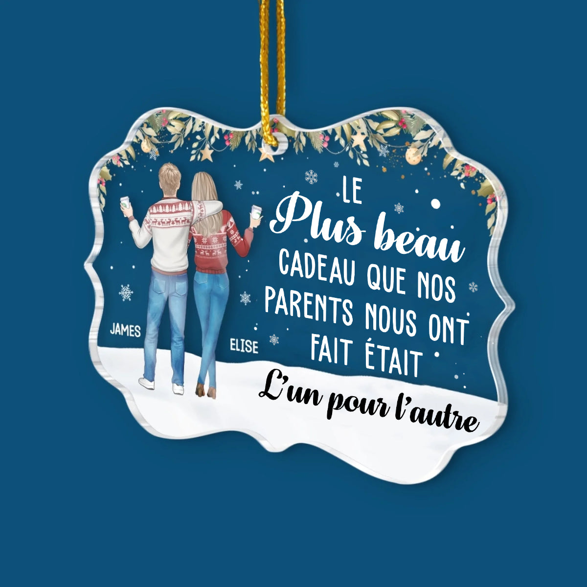 Orement personnalisé en acrylique Décoration de Noël pour frère et sœur
