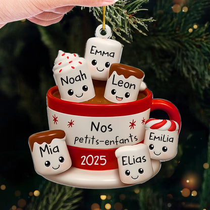 Ornement en acrylique personnalisé - Cadeaux de Noël personnalisés pour grand-père, grand-mère - Nos petits marshmallows