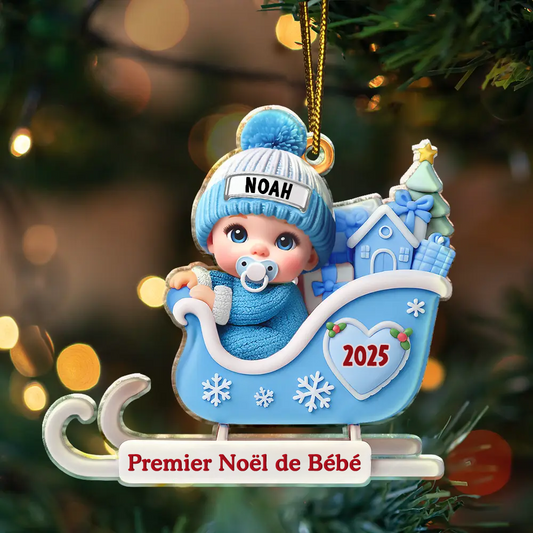 Premier Noël de bébé - Orement de Noël personnalisée avec nom et année