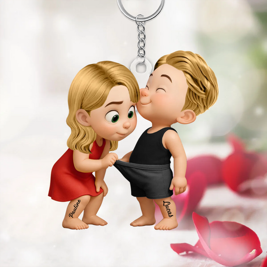 Porte-clés en acrylique personnalisé avec noms, cadeau pour couple