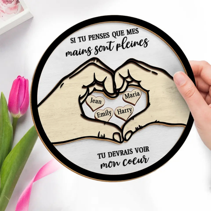 Tableau en bois personnalisé pour famille, mamie et papi