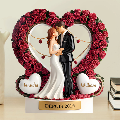 Mariage – Plaque en acrylique personnalisée avec prénoms, cadeau pour couple marié