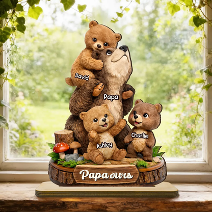 Décoration en bois personnalisé « Papa Ours » avec motif d’ours