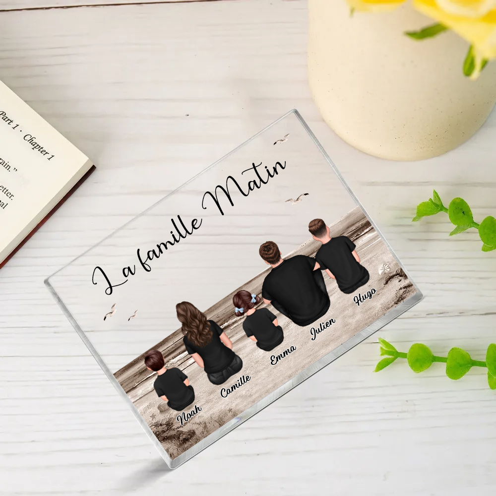 Bloc acrylique avec 2 à 10 personnes, texte et noms personnalisés Cadeau pour la famille