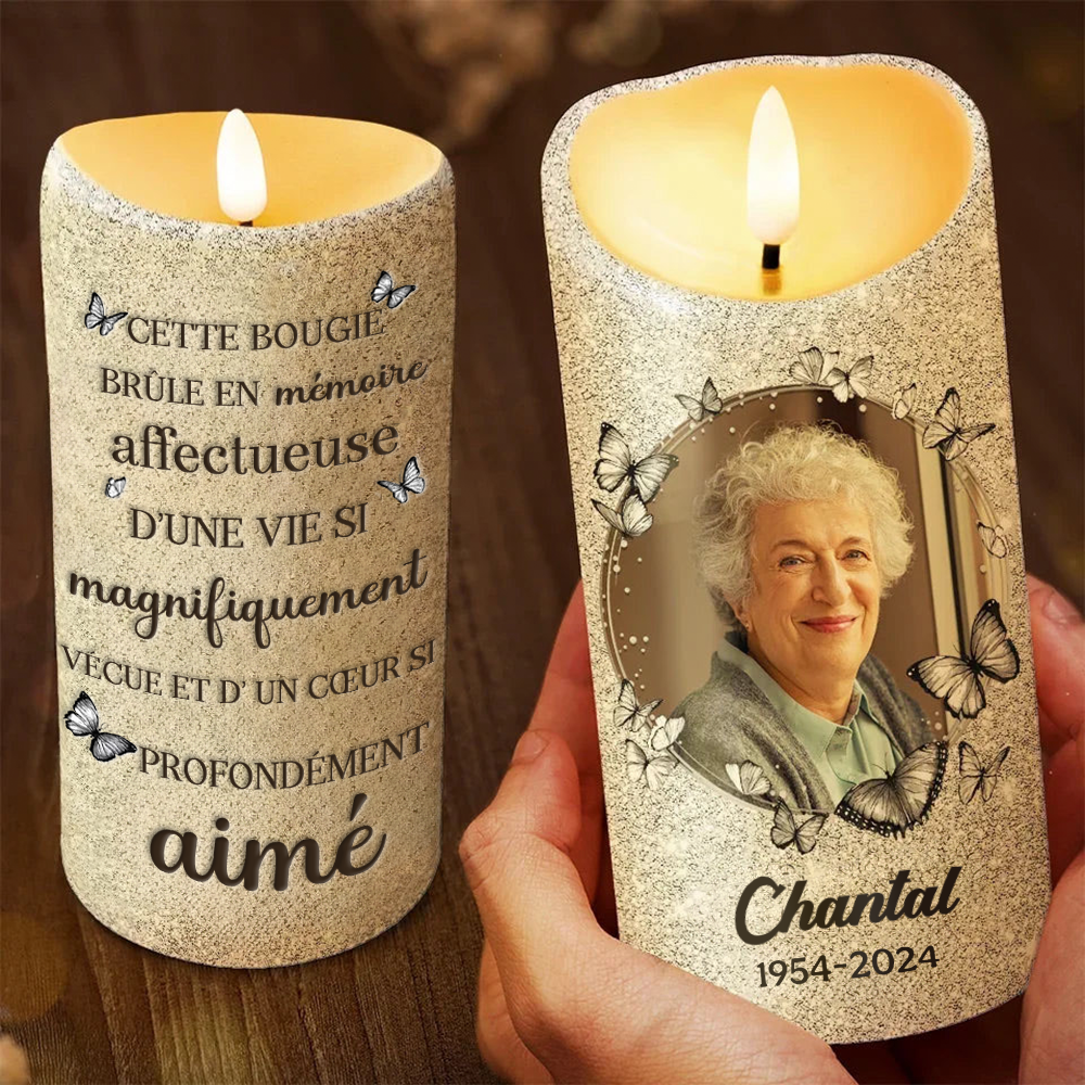 Bougie LED personnalisée avec papillons – Bougie du souvenir