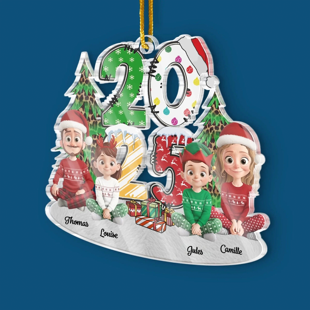 2025 Décoration personnalisée pour sapin de Noël avec famille, ornement en acrylique