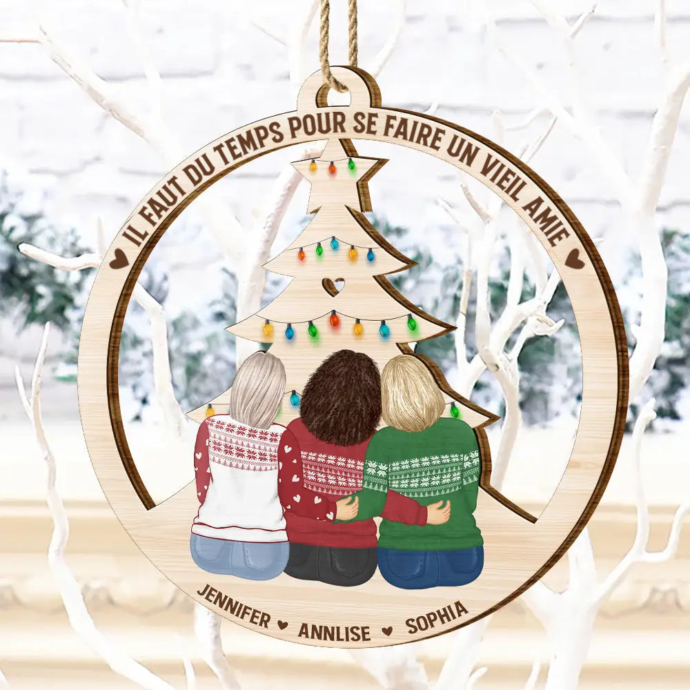 Orement en bois avec 2 à 6 femmes Décoration de Noël  pour meilleures amies