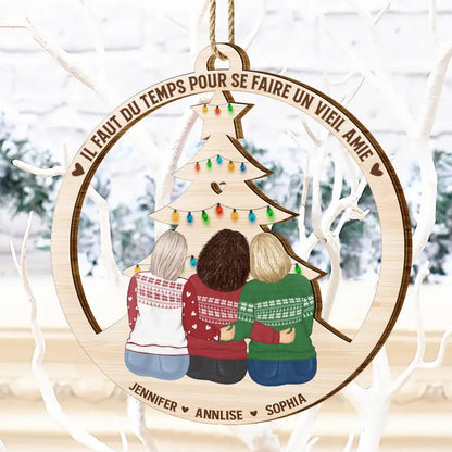 Orement en bois avec 2 à 6 femmes Décoration de Noël  pour meilleures amies