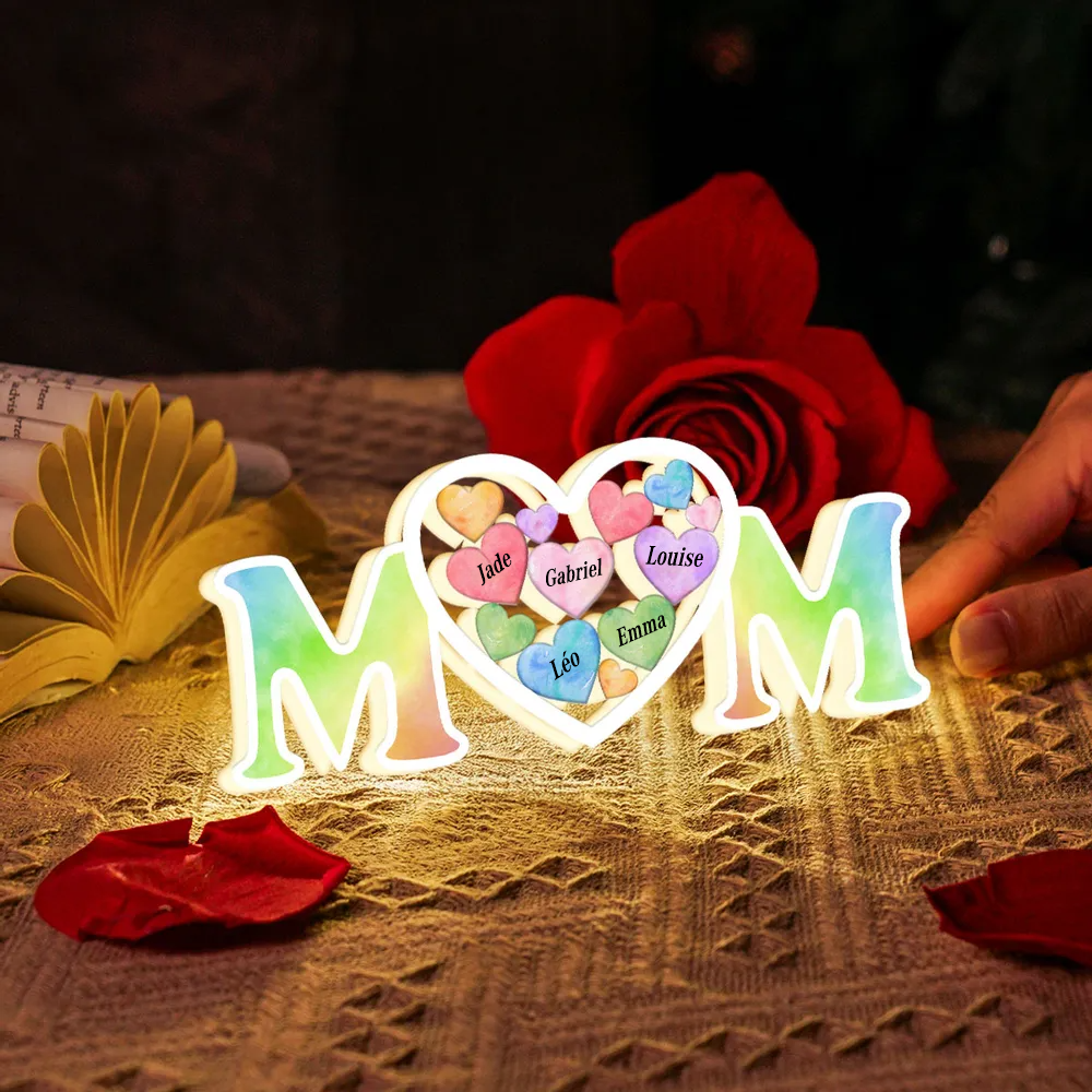 Boîte lumineuse MOM personnalisée avec prénom Cadeau pour maman
