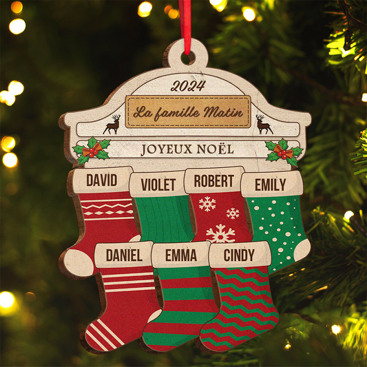 Bas de Noël-Bois Pendentif de Noël Personnalisable Décorations de Noël
