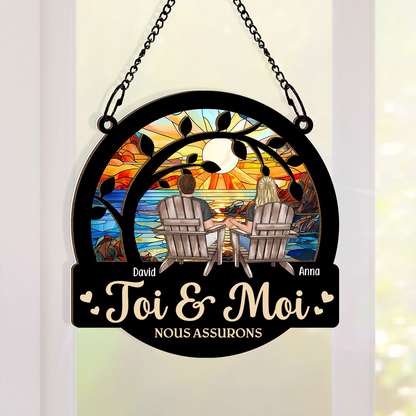 Toi et moi -Fenêtres acryliques personnalisées Ornement attrape-soleil