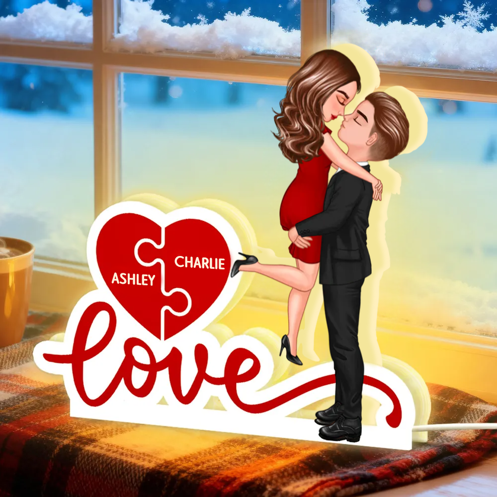 LOVE - Boîte lumineuse LED personnalisée avec couple et noms Cadeau pour couple / couple LGBT