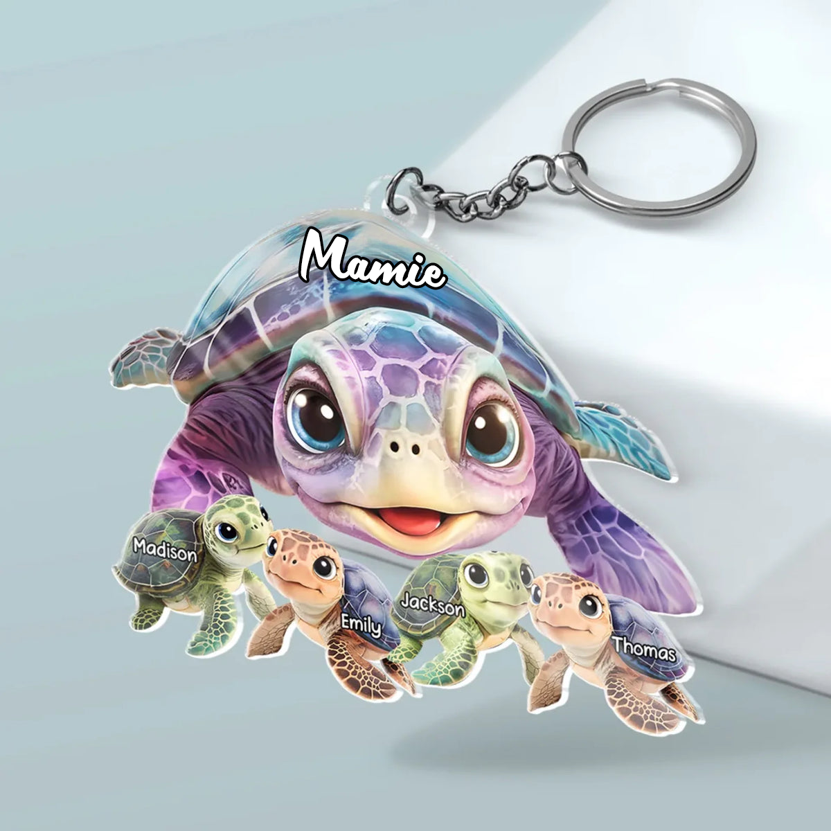 Porte-clés en acrylique avec tortues marines – Cadeau pour mamie