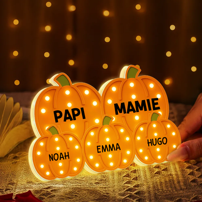 Boîte lumineuse personnalisée “Grand-mère & Grand-père – Champ de citrouilles”
