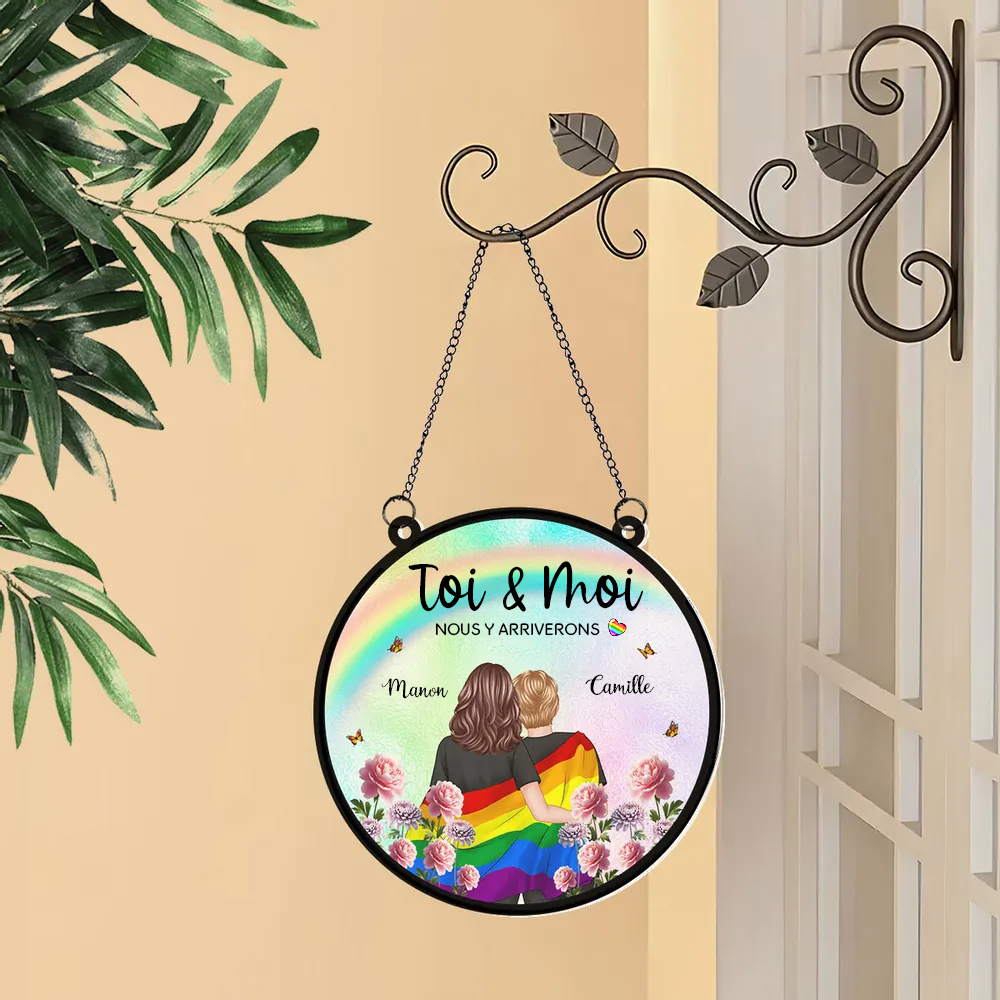 Porte-soleil personnalisé « Couple Arc-en-ciel » – Cadeau pour couples LGBT