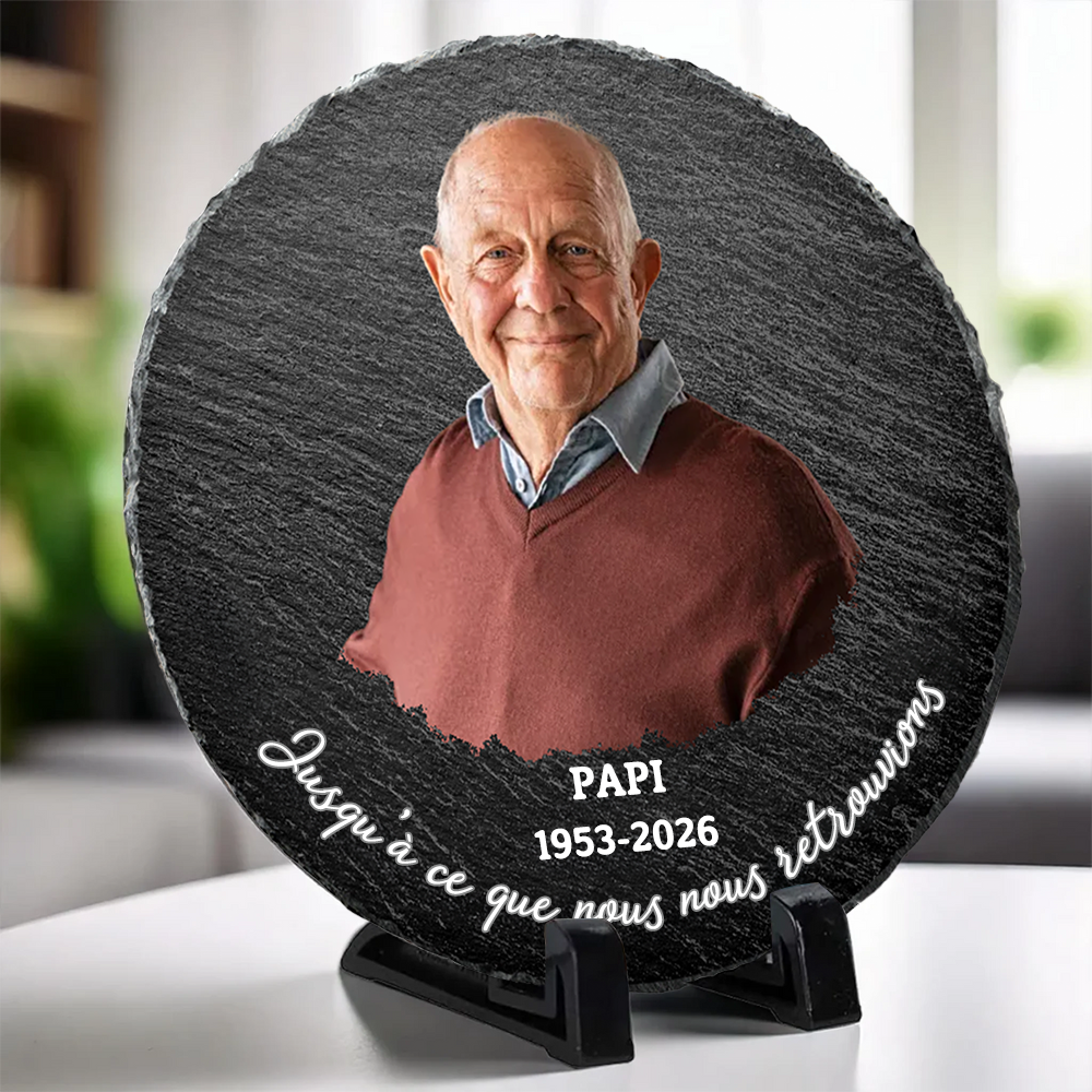 Plaque en ardoise personnalisée avec photo, année et texte – Cadeau commémoratif