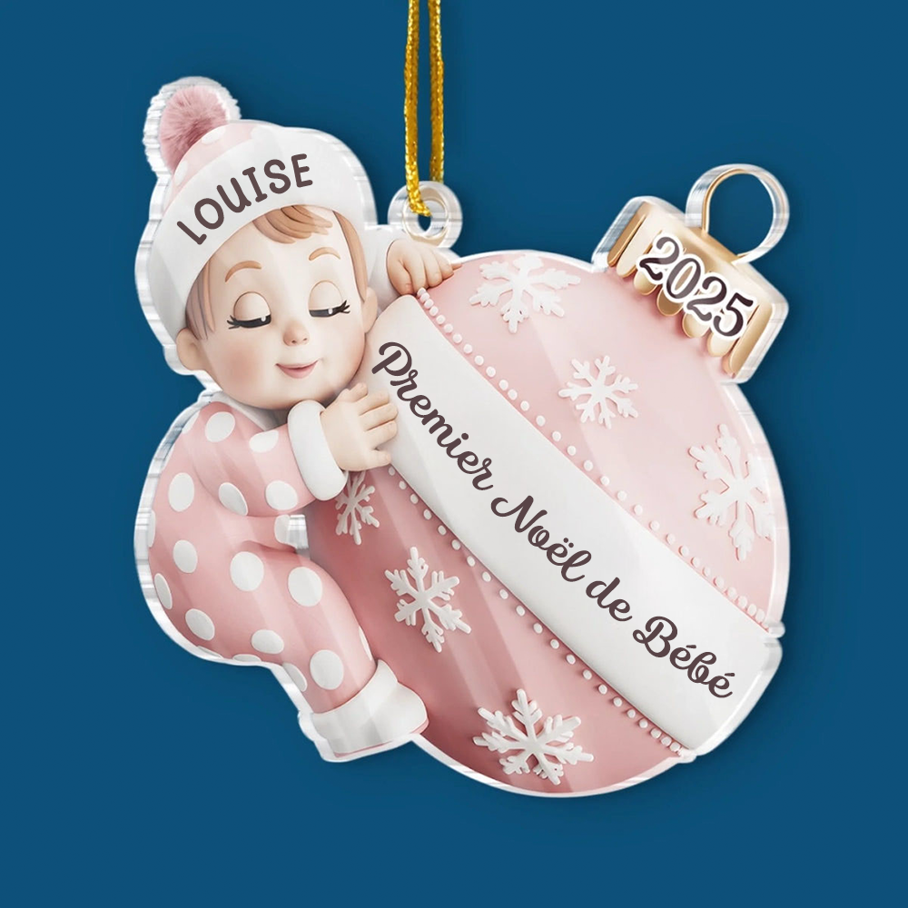 « Premier Noël de bébé » Orement en acrylique avec nom Décoration de Noël personnalisée