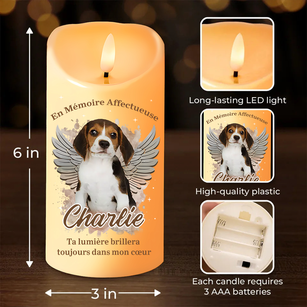Bougie LED avec photo - En mémoire affectueuse - Cadeau de deuil