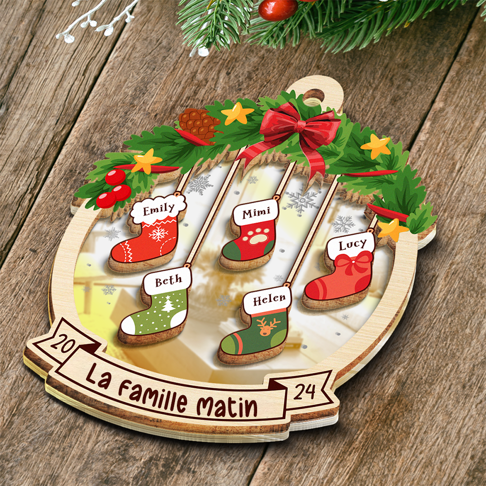 Noël Famille Chaussettes-Décorations de Noël avec texte et 1-8 noms-Cadeau pour la famille