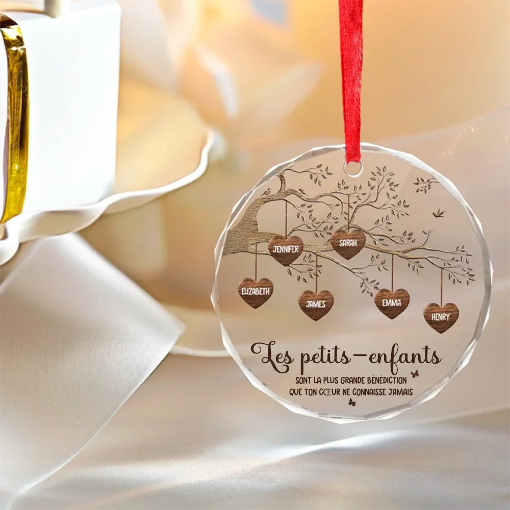 Pendentif de Noël personnalisé Arbre généalogique avec noms pour la famille