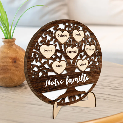 Plaque en bois personnalisée avec arbre généalogique – Cadeau pour la famille