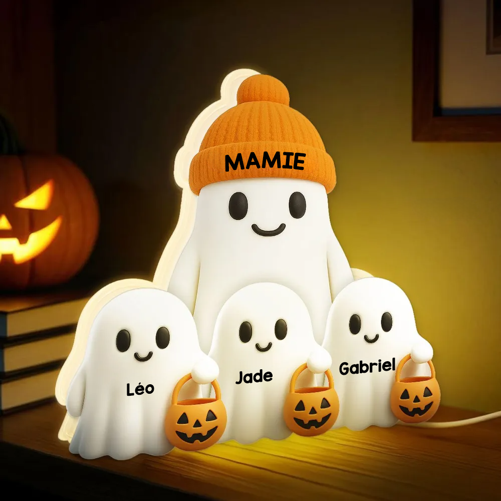 Boîte lumineuse personnalisée “Bouh” – Décoration d’Halloween pour Mamie