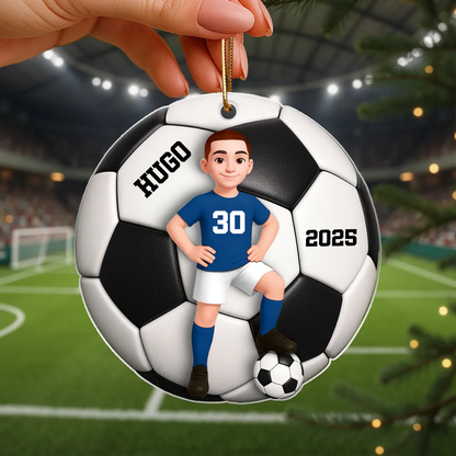 Pendentif en acrylique personnalisé avec enfant footballeur – Cadeau pour garçon et fille de football