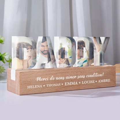 Veilleuse LED "PAPA" personnalisée avec photos – Cadeau pour papa