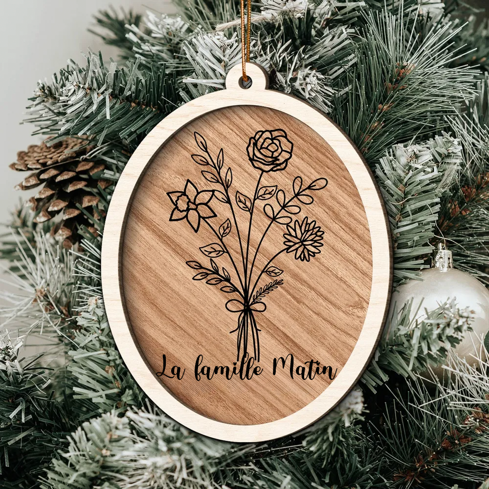 Bouquet de fleurs - Ornement de Noël personnalisé avec fleurs de naissance