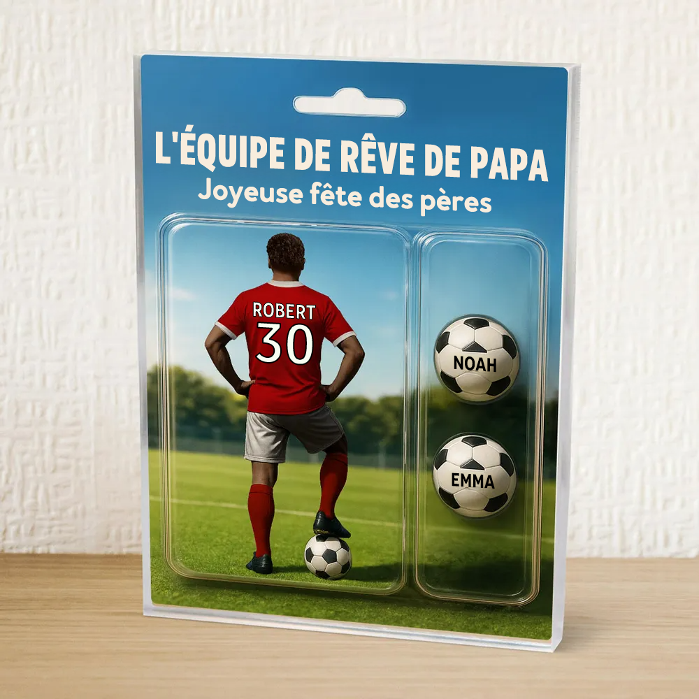 « L'équipe de rêve de papa ! » – Plaque acrylique personnalisée pour papa